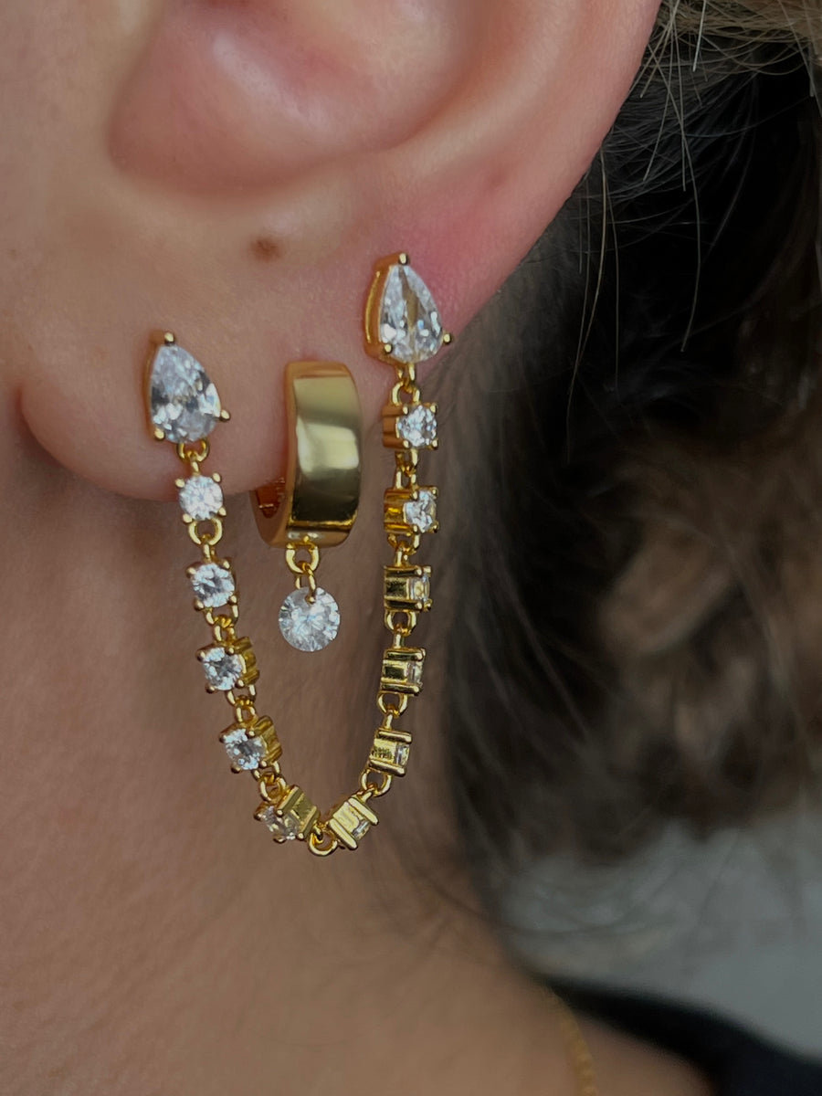 CHAINED PAVÉ STUDS - NAHED